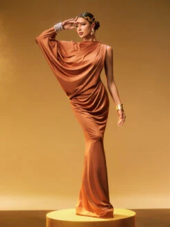 Cualli One Shoulder Rhinestone Maxi Dress