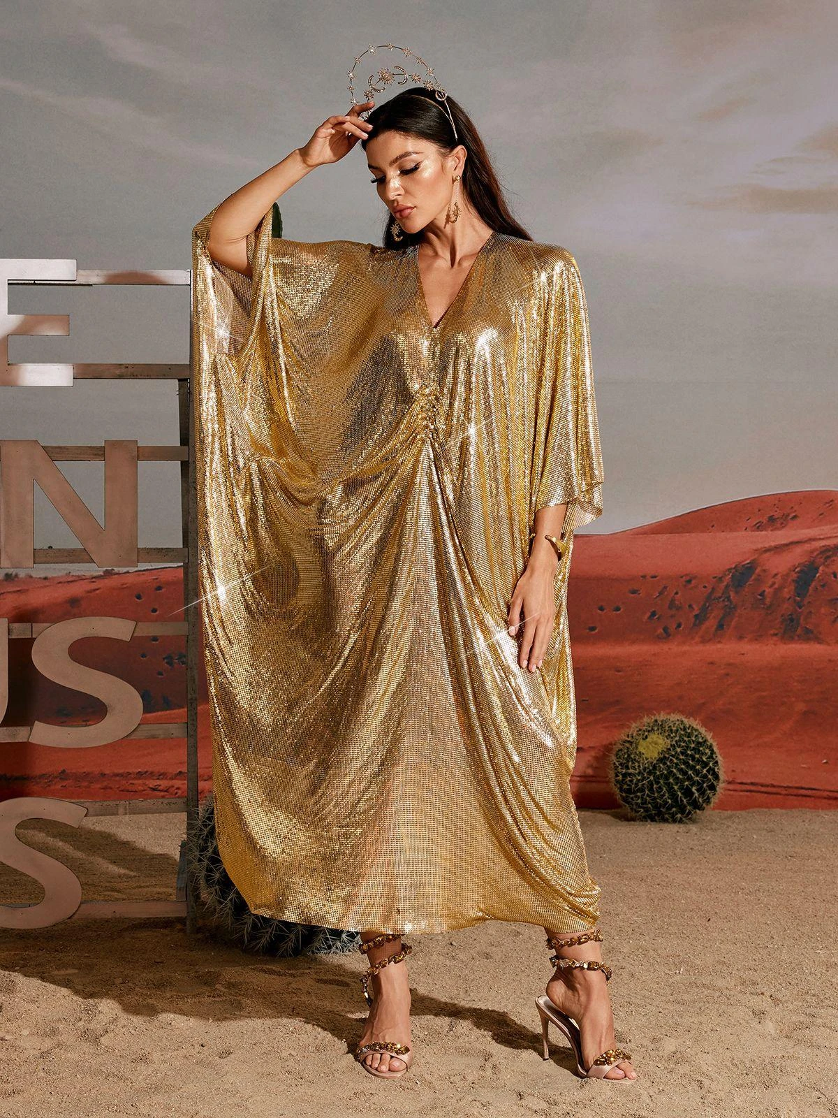 Fraser V Neck Chainmail Kaftan - Image 2