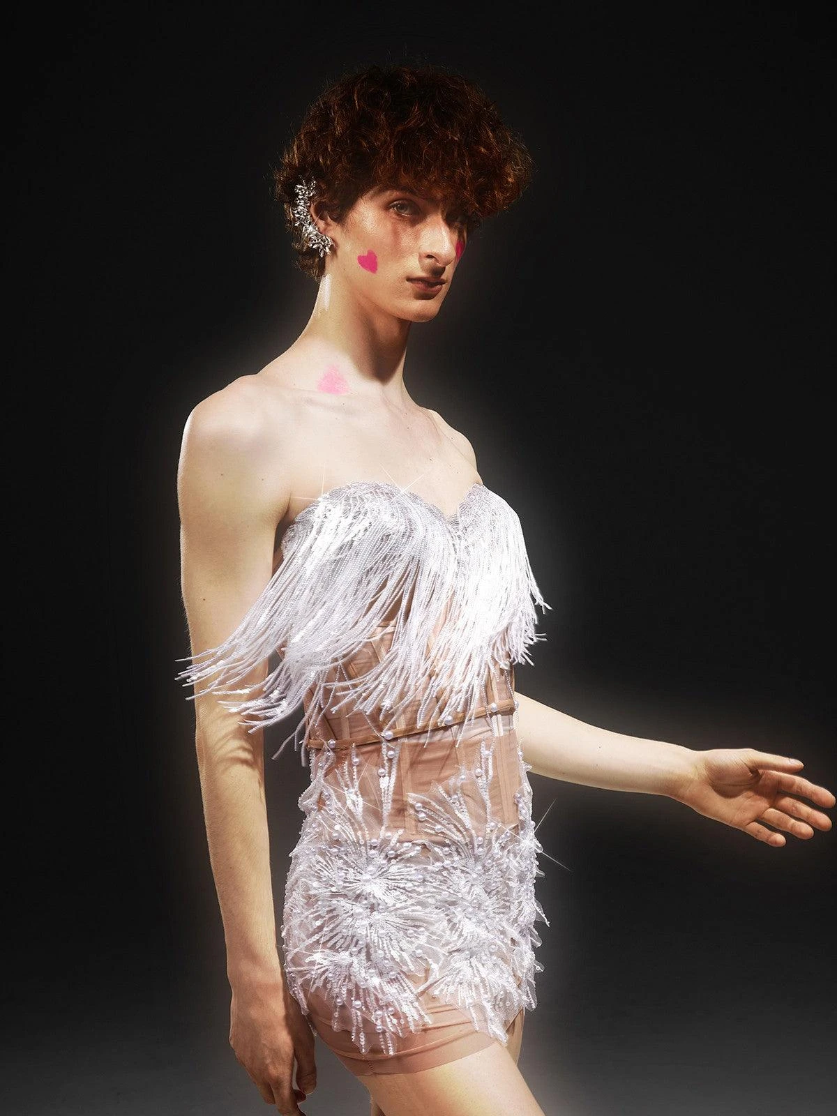 Gadiel Strapless Sequin Corset Mesh Dress - Image 4