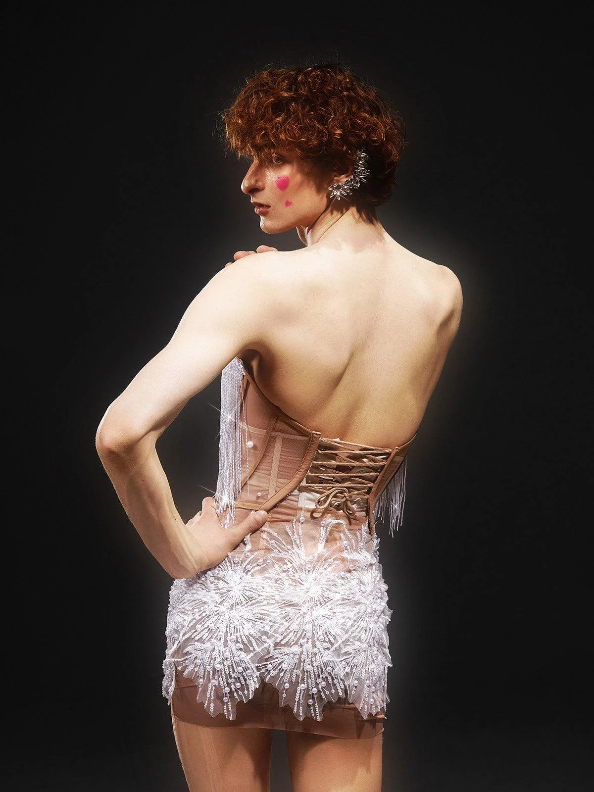 Gadiel Strapless Sequin Corset Mesh Dress - Image 6