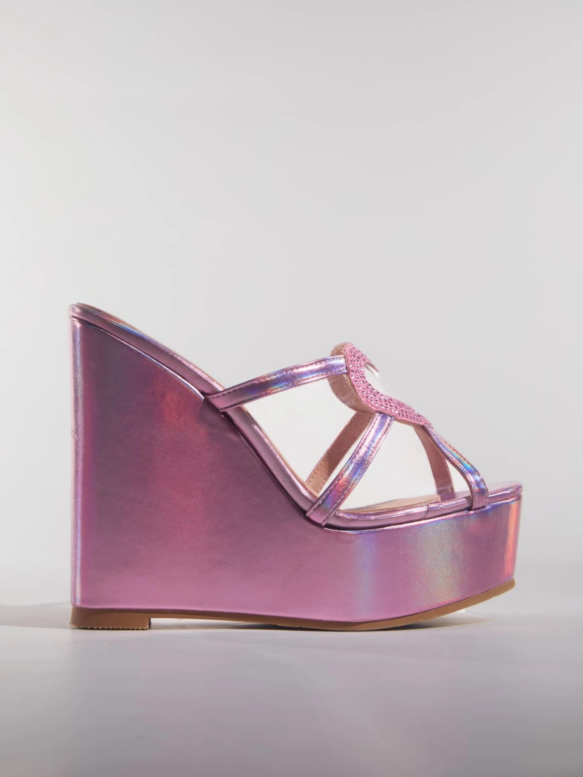 Gaelvira Rhinestone Heart Wedge Mules