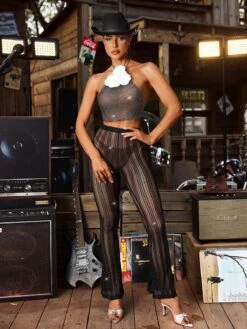 Hadya Flower Crystal Chainmail Top