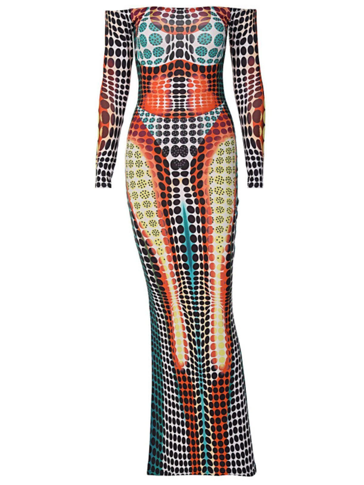 Ishi Off Shoulder Maxi Dress In Multi - Image 7