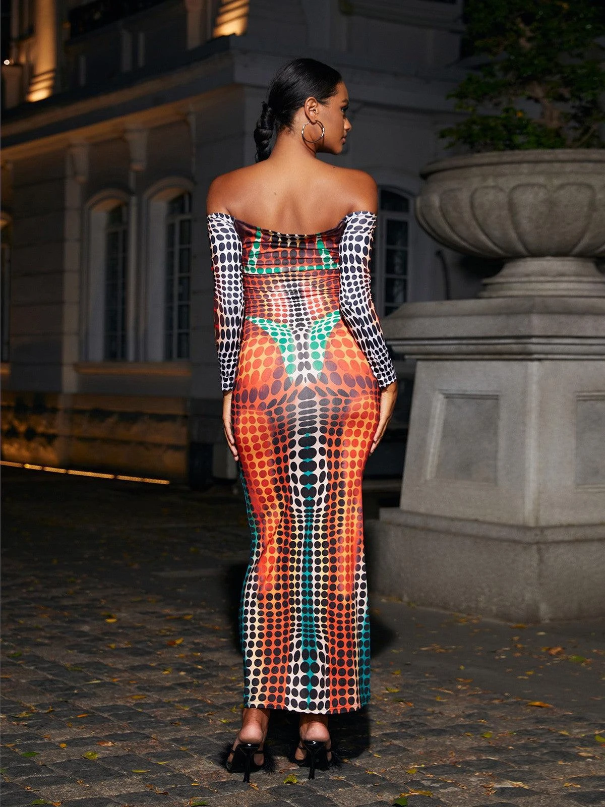 Ishi Off Shoulder Maxi Dress In Multi - Image 6