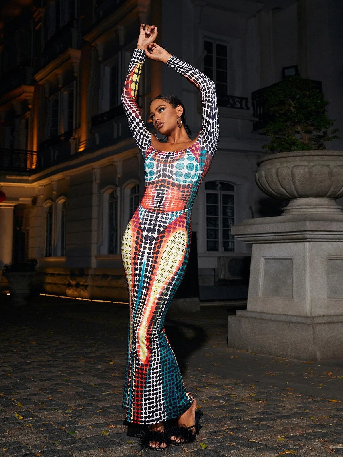 Ishi Off Shoulder Maxi Dress In Multi - Image 3