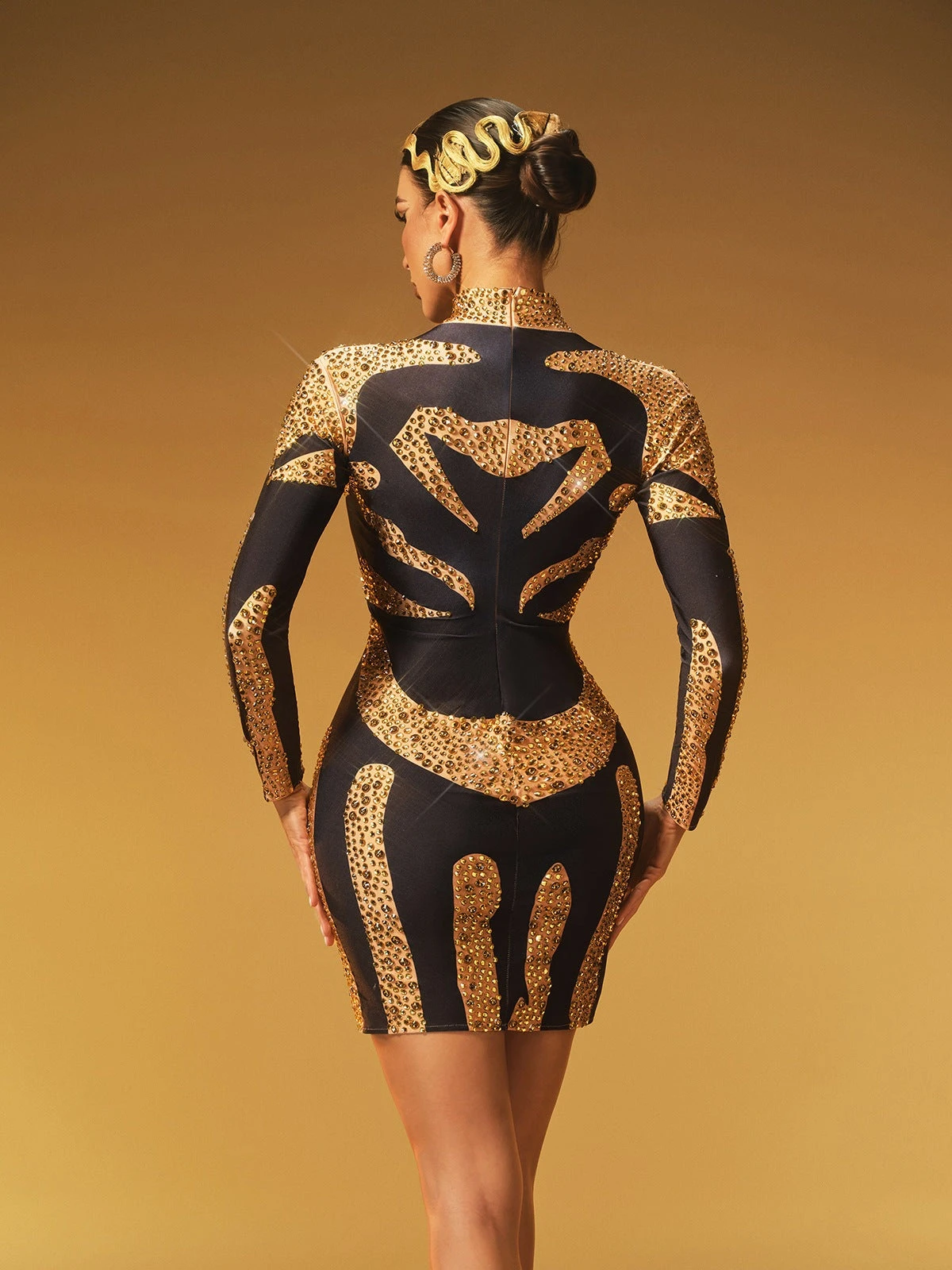 Jaelira High Neck Rhinestone Mini Dress - Image 6