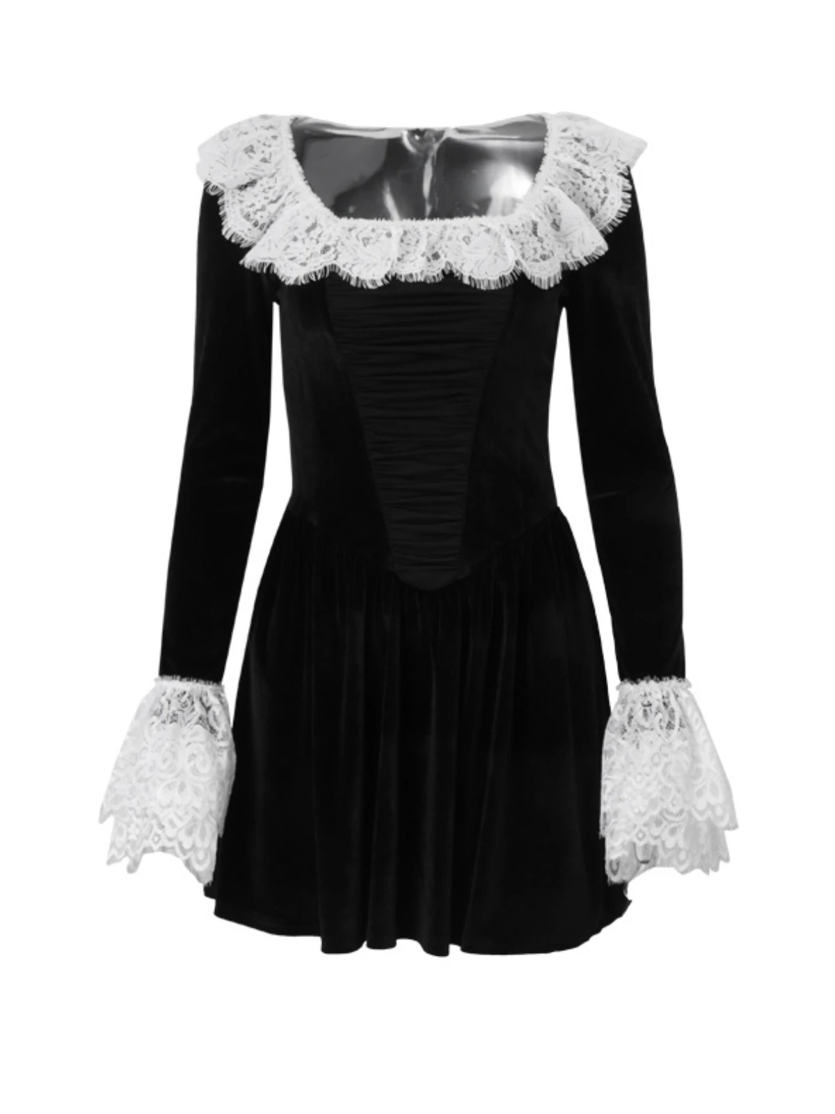 Jaxon Lace Trimmed Velvet Mini Dress - Image 7