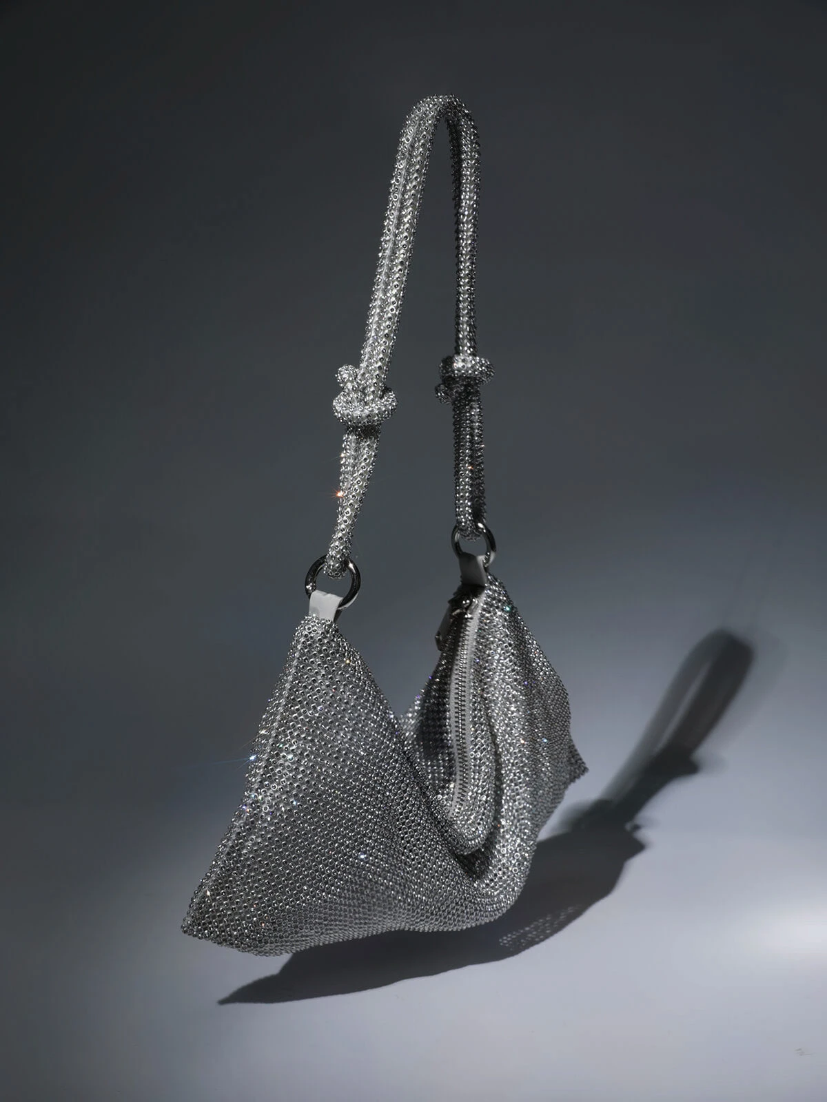 Jean Rhinestone Shoulder Bag In Silver - Image 3