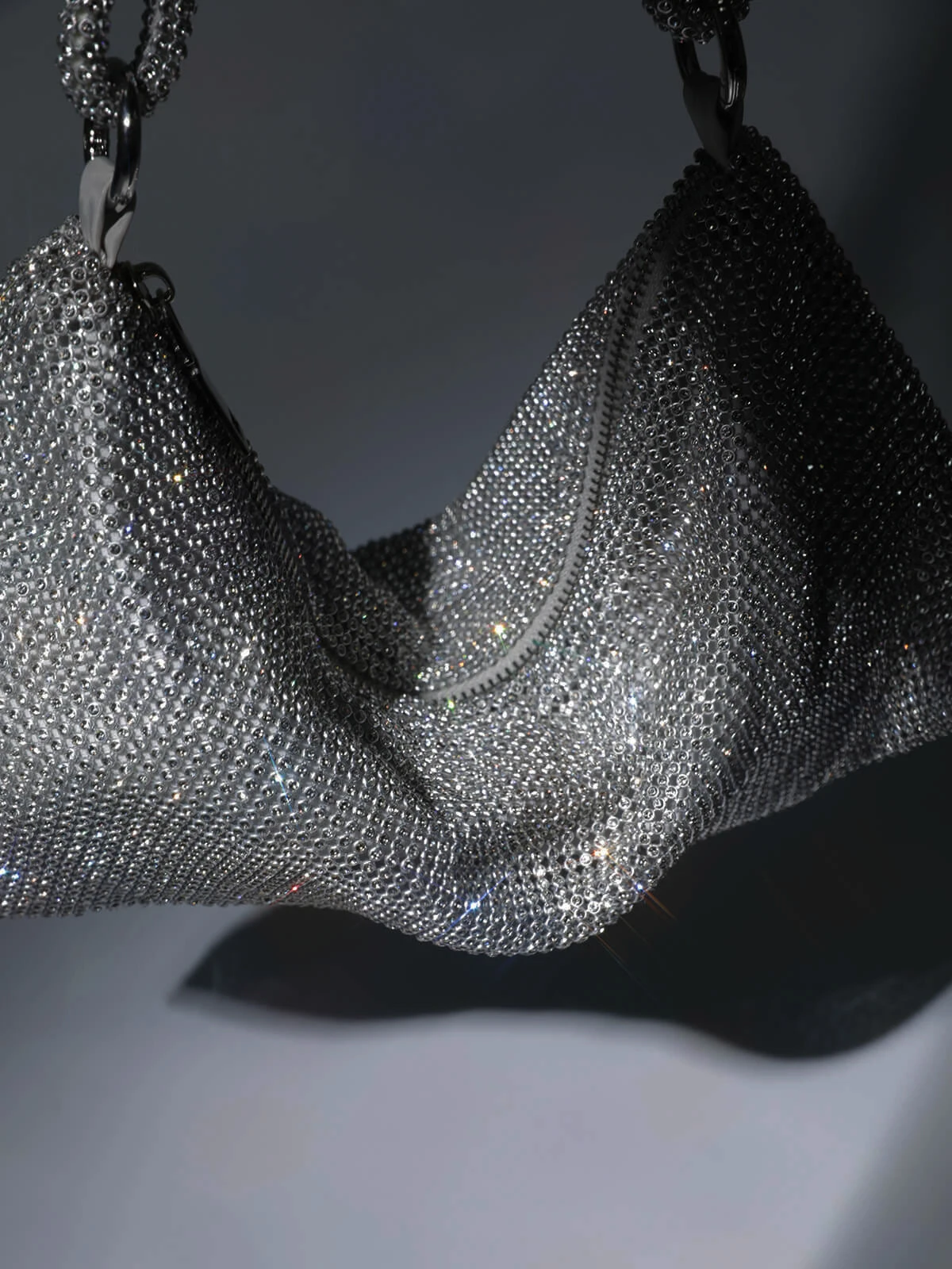 Jean Rhinestone Shoulder Bag In Silver - Image 2