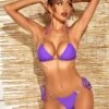 Jenesis Rhinestone Cutout Bikini Two Piece Set In Purple