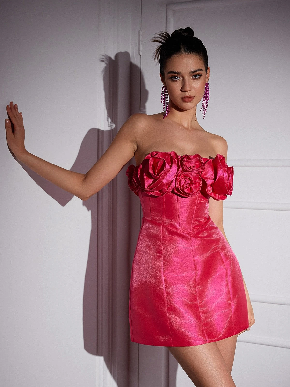 Katelynn Strapless Flower Mini Dress - Image 3