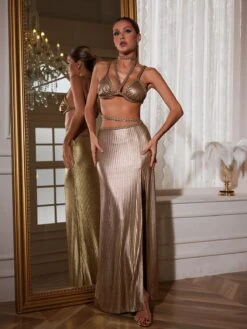 Kleo Corded Split Skirt Set