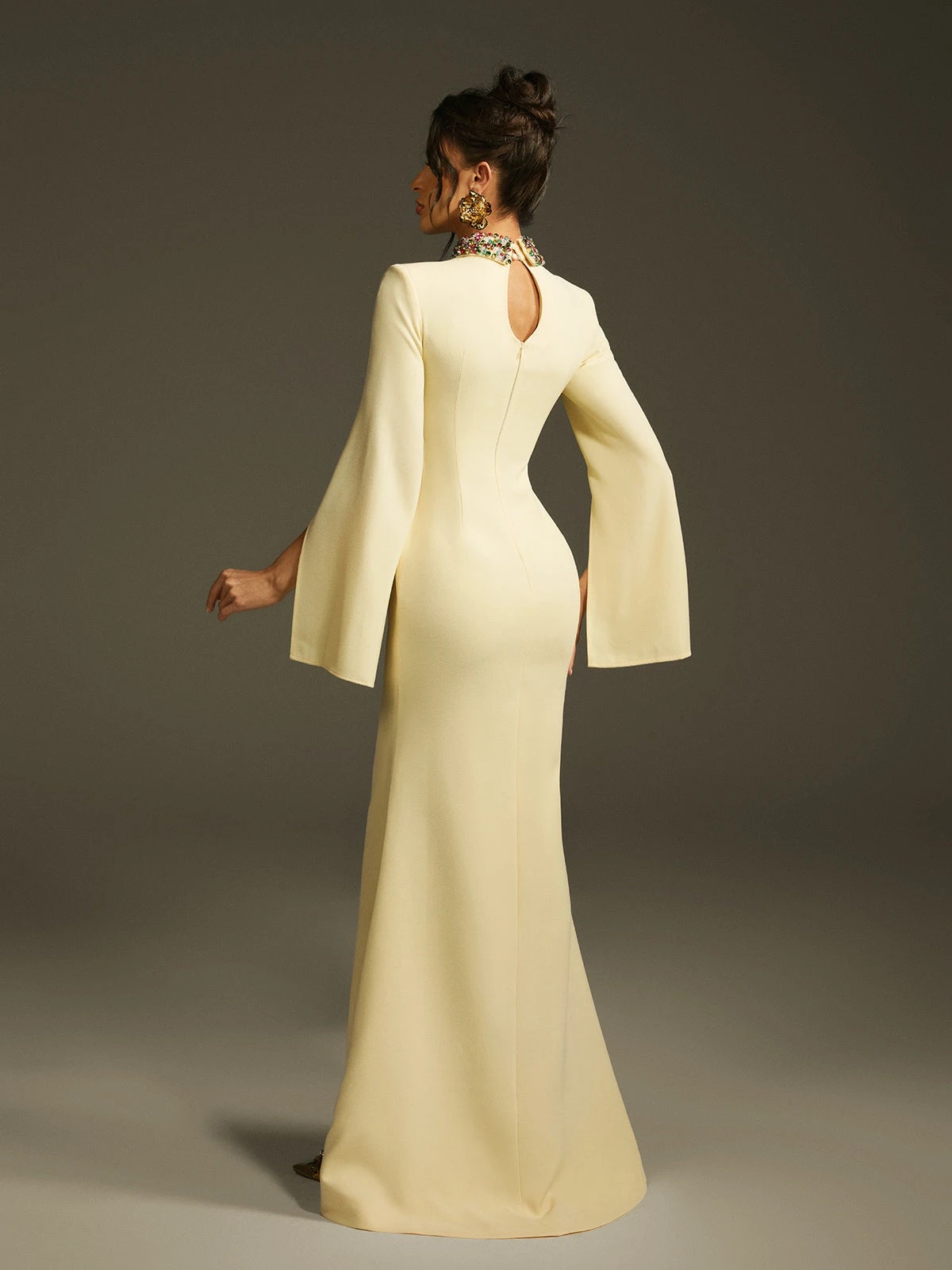 Laksha Cape Sleeve Cutout Maxi Dress In Yellow - Image 6