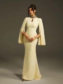 Laksha Cape Sleeve Cutout Maxi Dress In Yellow