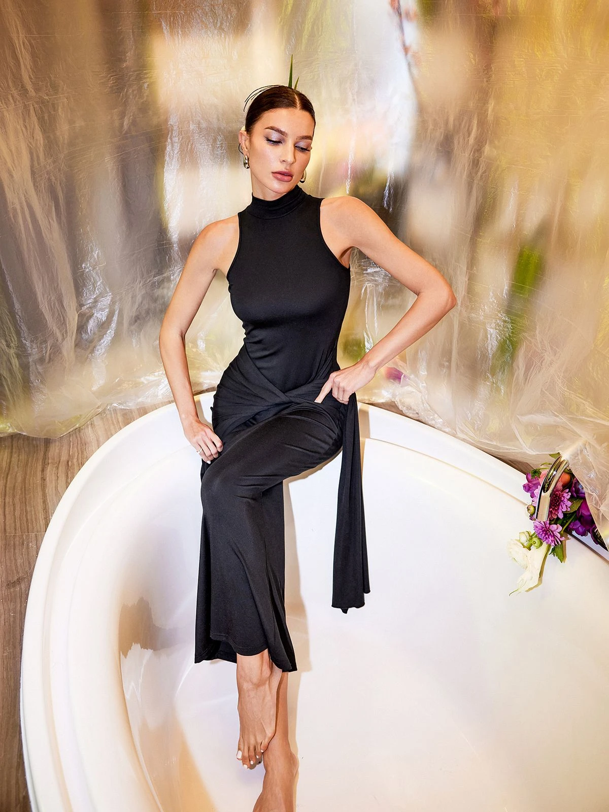 Laoise High Neck Twisted Maxi Dress - Image 4