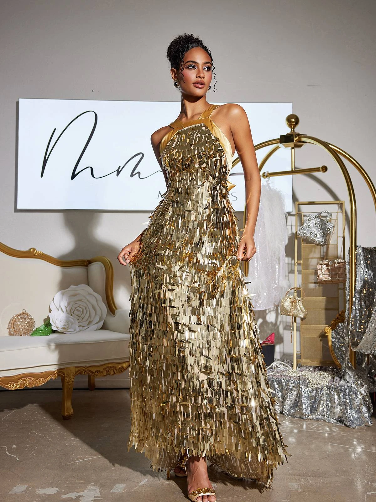 Leosan Bow Sequin Maxi Dress - Image 3