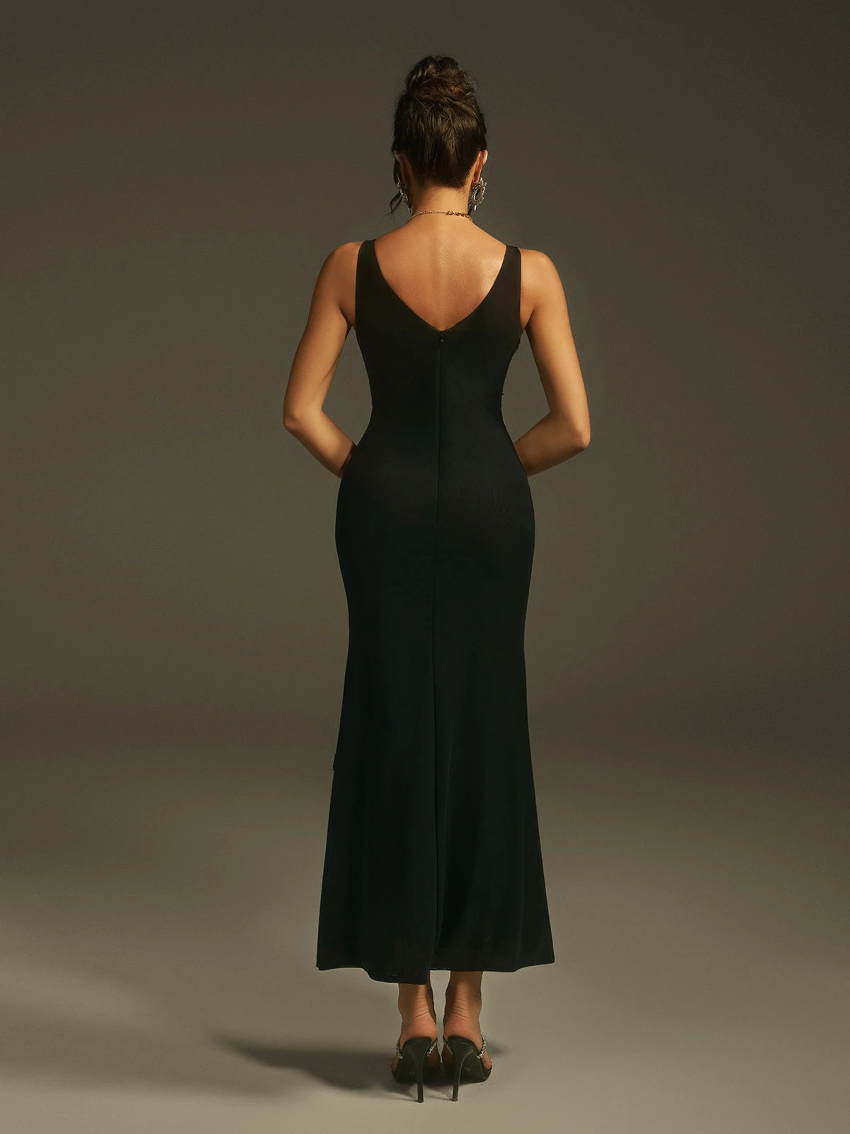 Lesya V Neck Acrylic Midi Dress - Image 6