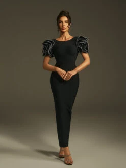 Lexine Backless Rhinestone Bandage Maxi Dress