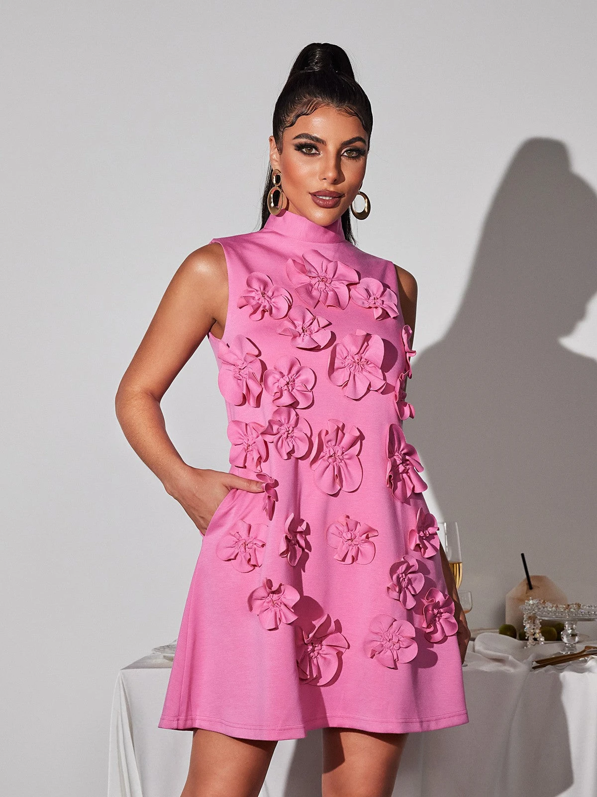 Liluri Sleeveless Flower Mini Dress - Image 5