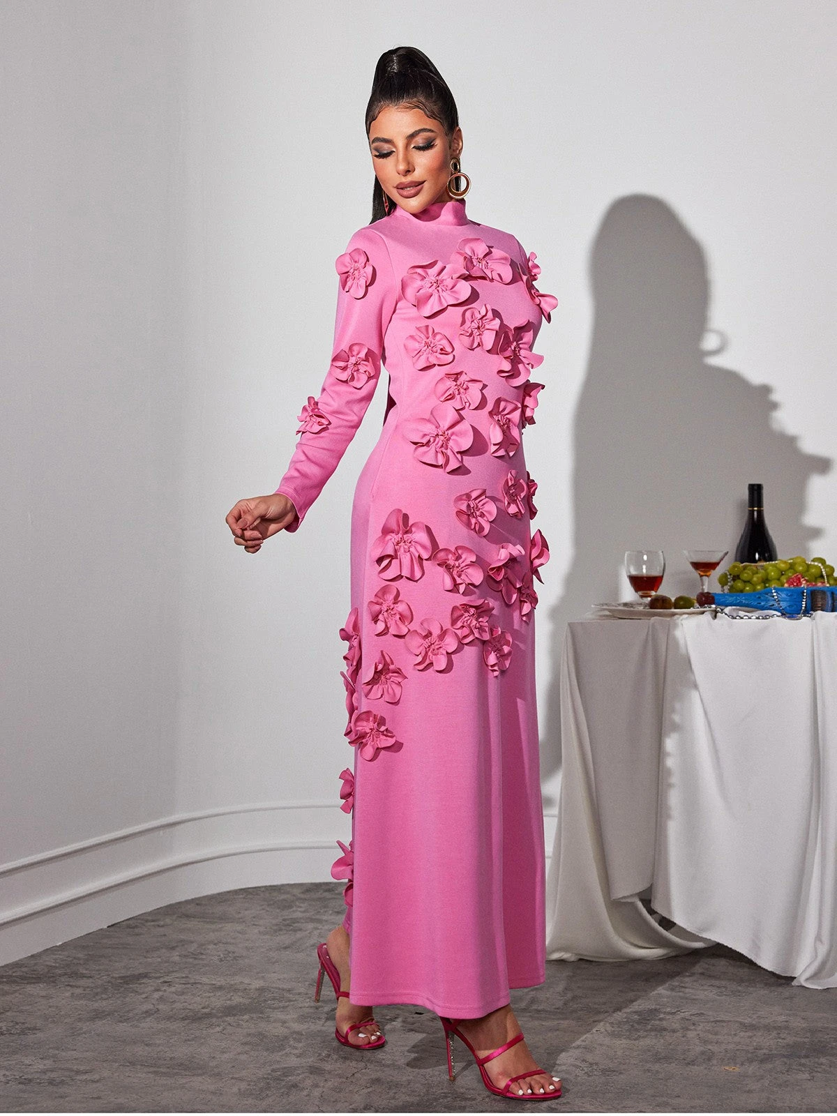 Liluri Long Sleeve Flower Maxi Dress - Image 3