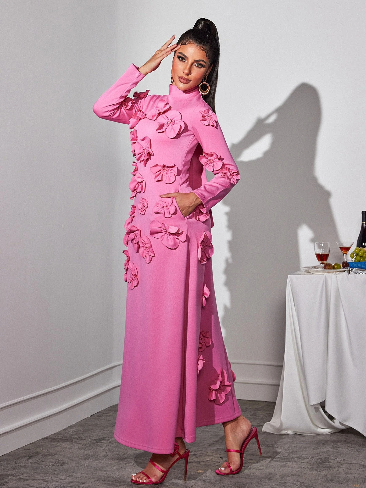 Liluri Long Sleeve Flower Maxi Dress - Image 5