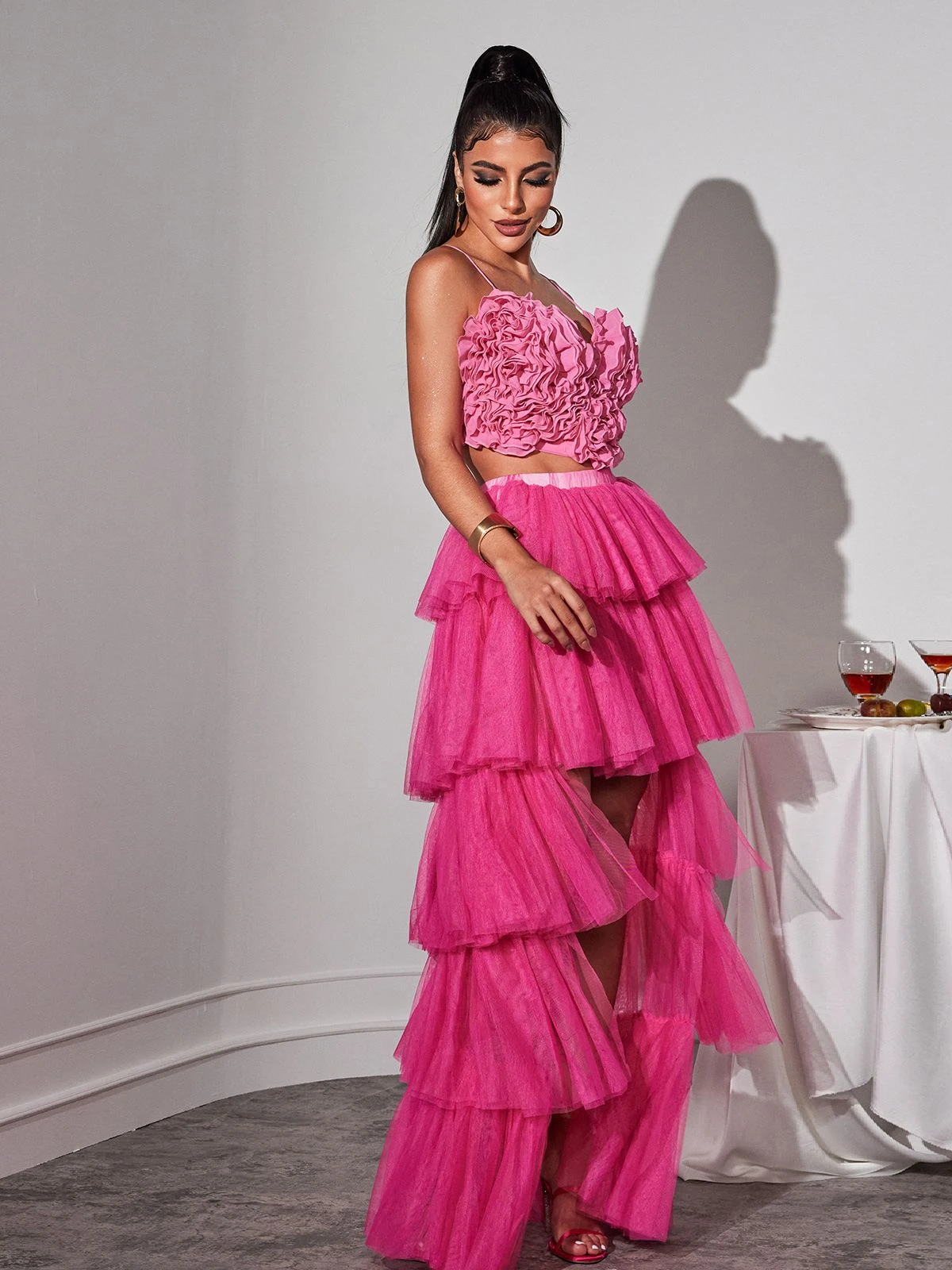 Loryn Tiered Tulle Trimmed Skirt - Image 5