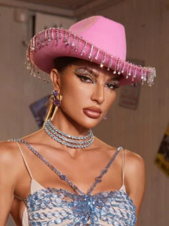 Lyrviel Rhinestone Fringe Cowboy Hat