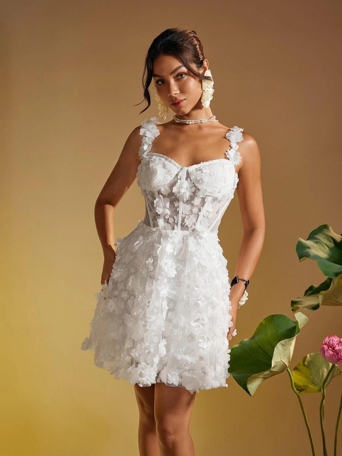 Magni Spaghetti Flower Mini Dress - Image 4