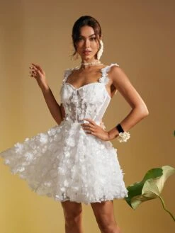 Magni Spaghetti Flower Mini Dress