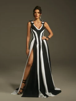 Marella Plunge Neck Split Maxi Dress