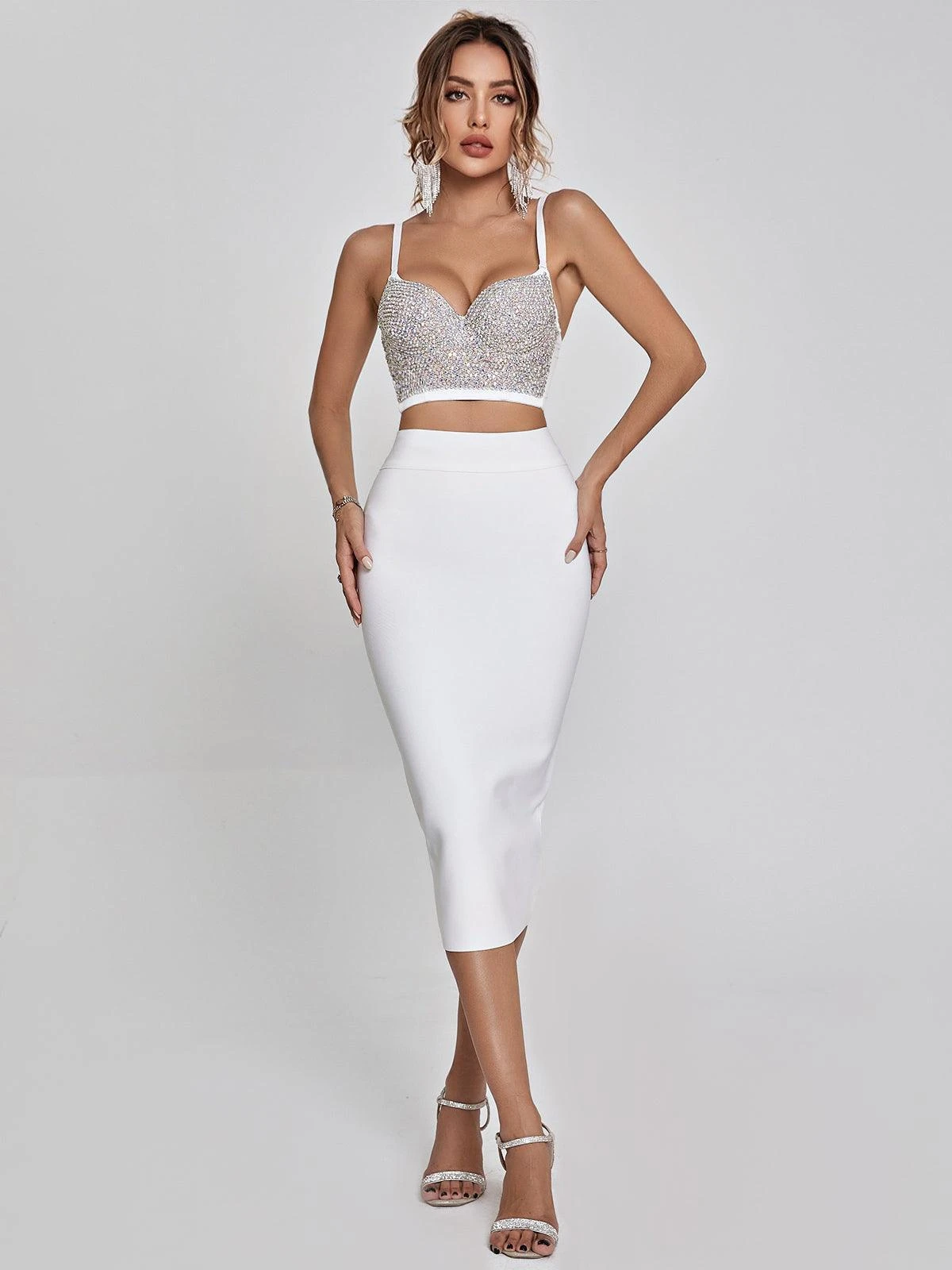 Mariam Bandage Pencil Skirt In White - Image 3