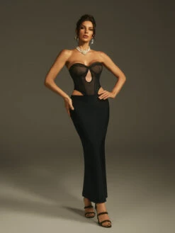 Marija Strapless Cutout Bandage Maxi Dress