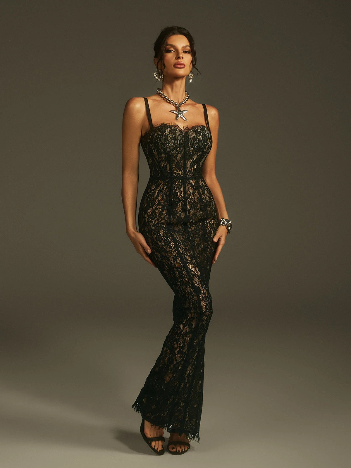 Marije Spaghetti Lace Maxi Dress - Image 3
