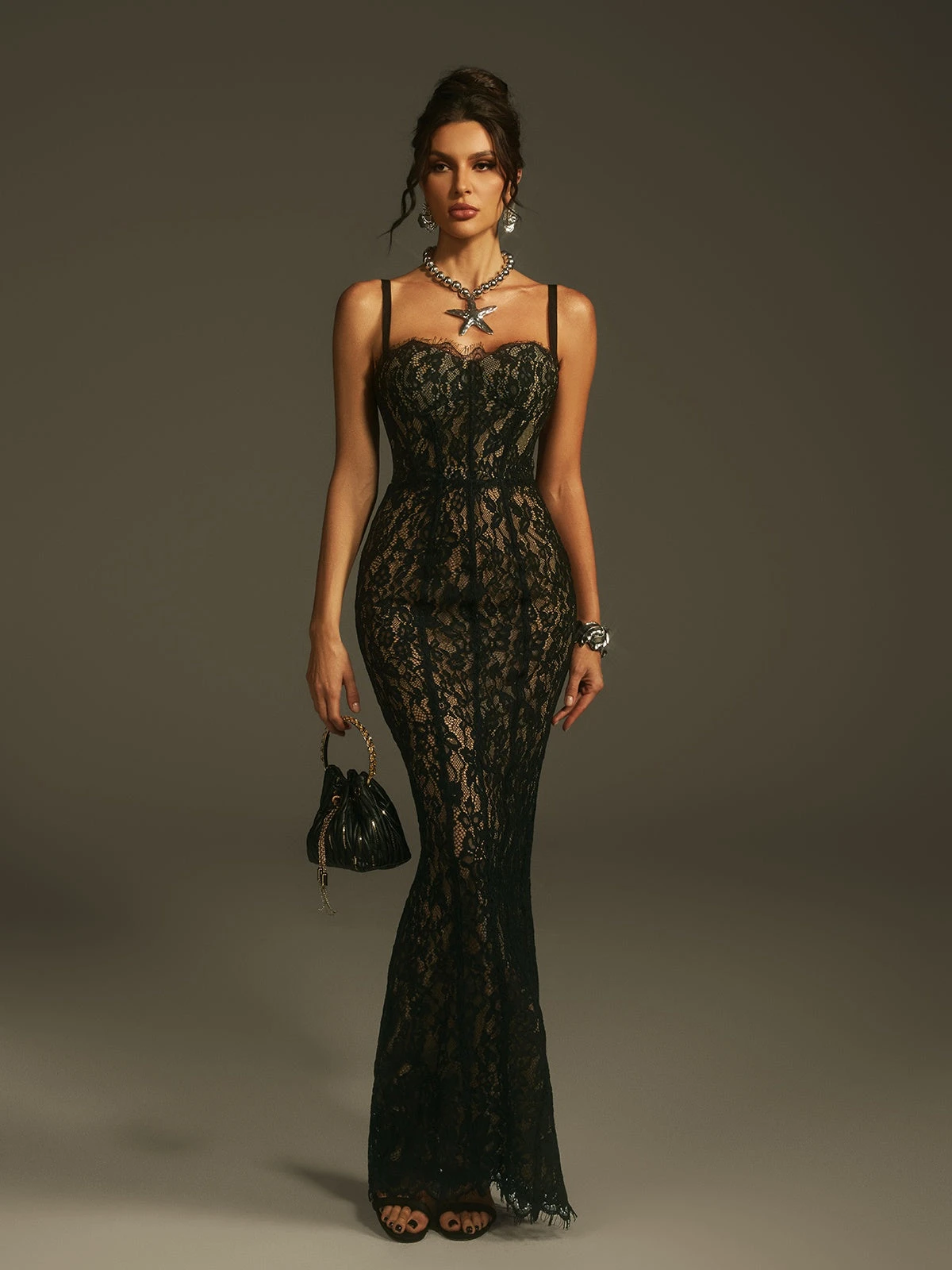 Marije Spaghetti Lace Maxi Dress