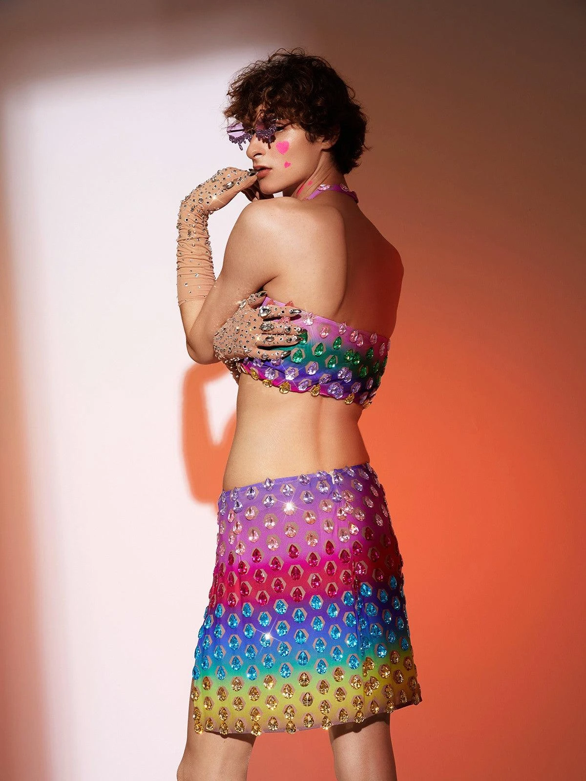 Micaiah Halterneck Rainbow Rhinestone Top Set - Image 6