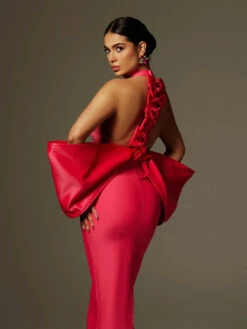 Milada Bow Bandage Split Dress In Pink