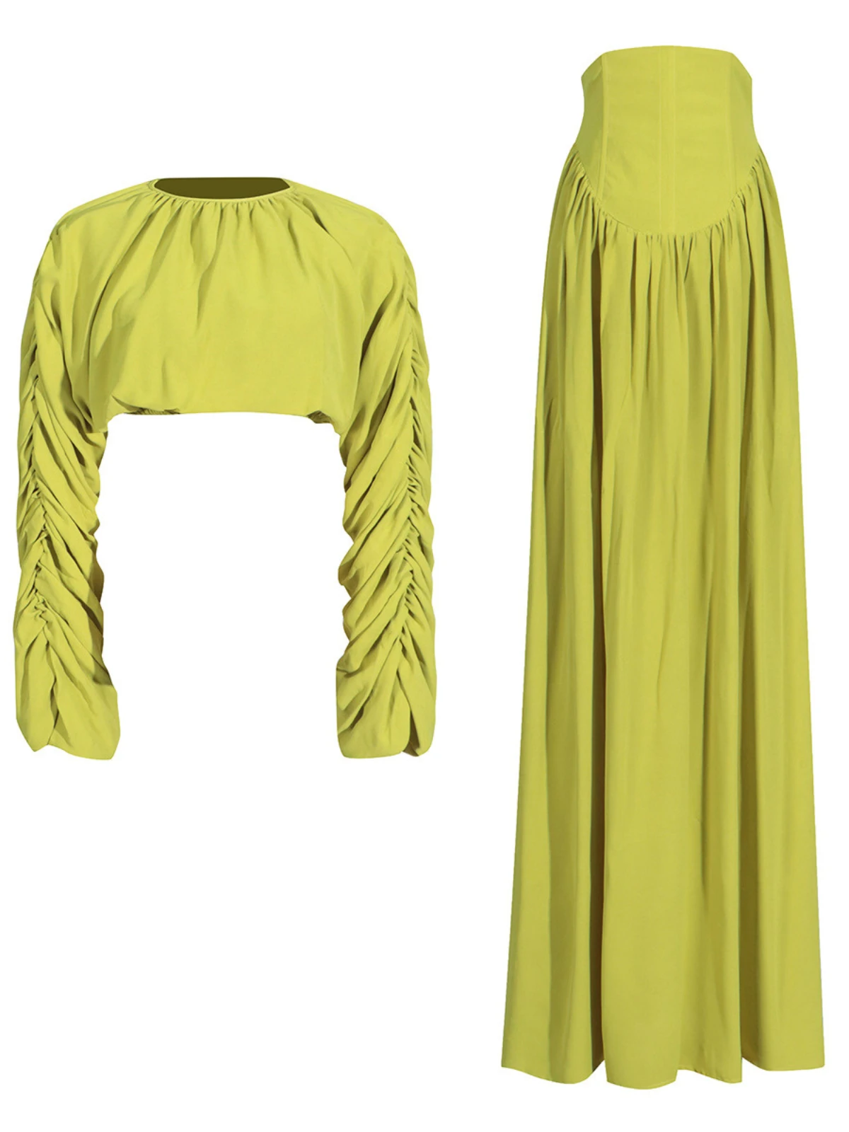 Mokgadi Long Sleeve Ruched Skirt Set - Image 7