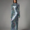 Nebraska Ombre Long Sleeve Hooded Maxi Dress In Light Blue