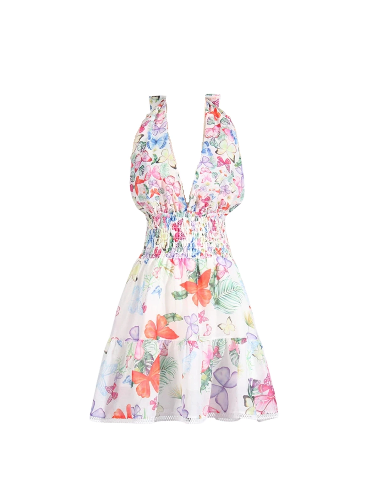 Neenan Halterneck Butterfly Printed Mini Dress - Image 7