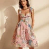 Nelia Spaghetti Floral Printed Mini Dress