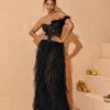 Titania One Shoulder Tulle Maxi Dress In Black