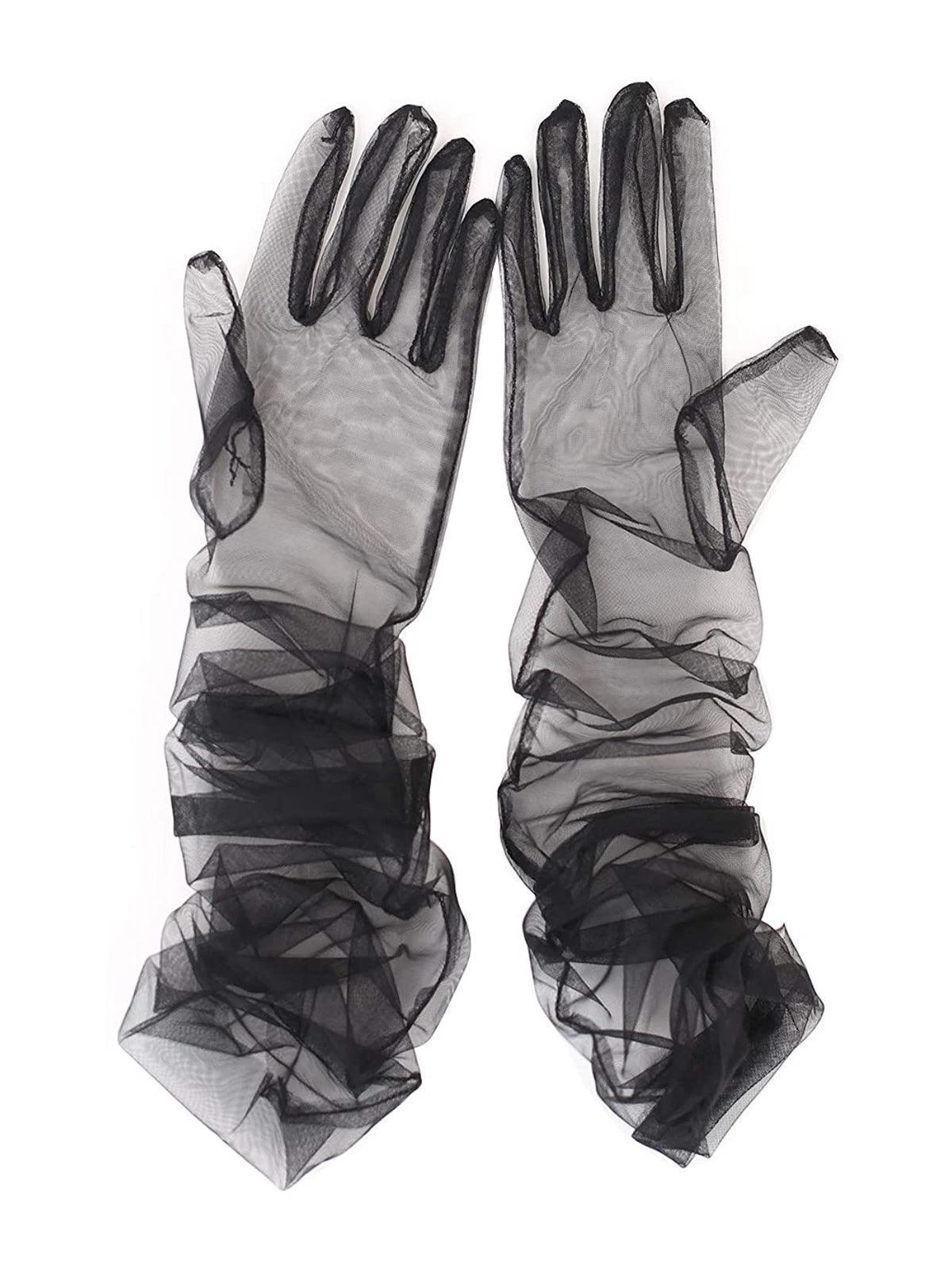 Nia Tulle Gloves In Black - Image 4