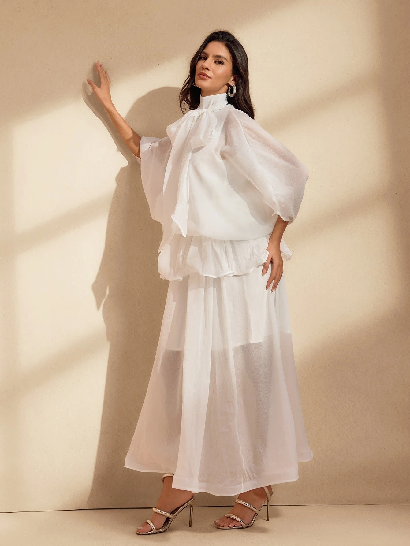 Niesha Ruffle Bow Mesh Maxi Dress - Image 4