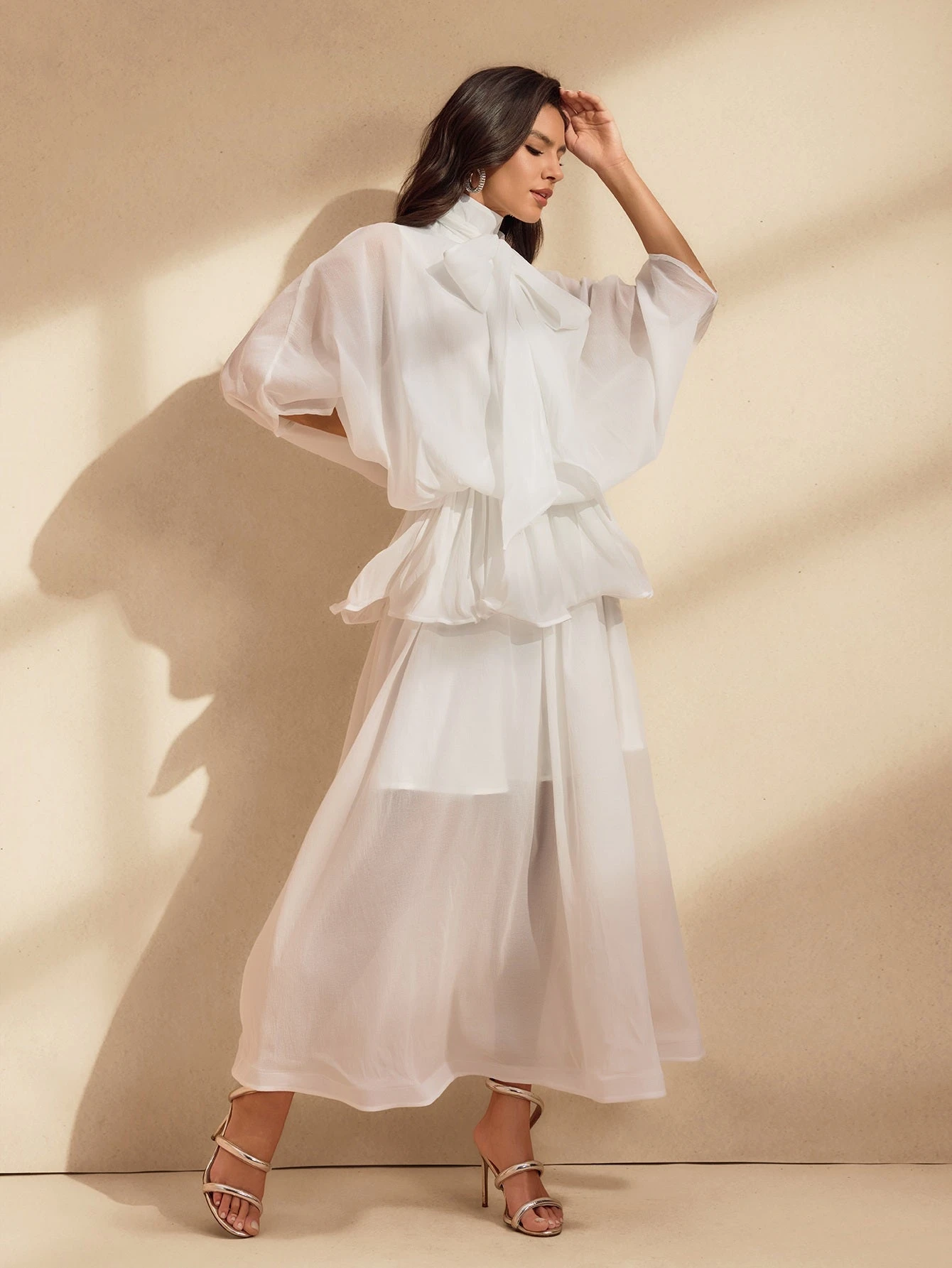 Niesha Ruffle Bow Mesh Maxi Dress - Image 5