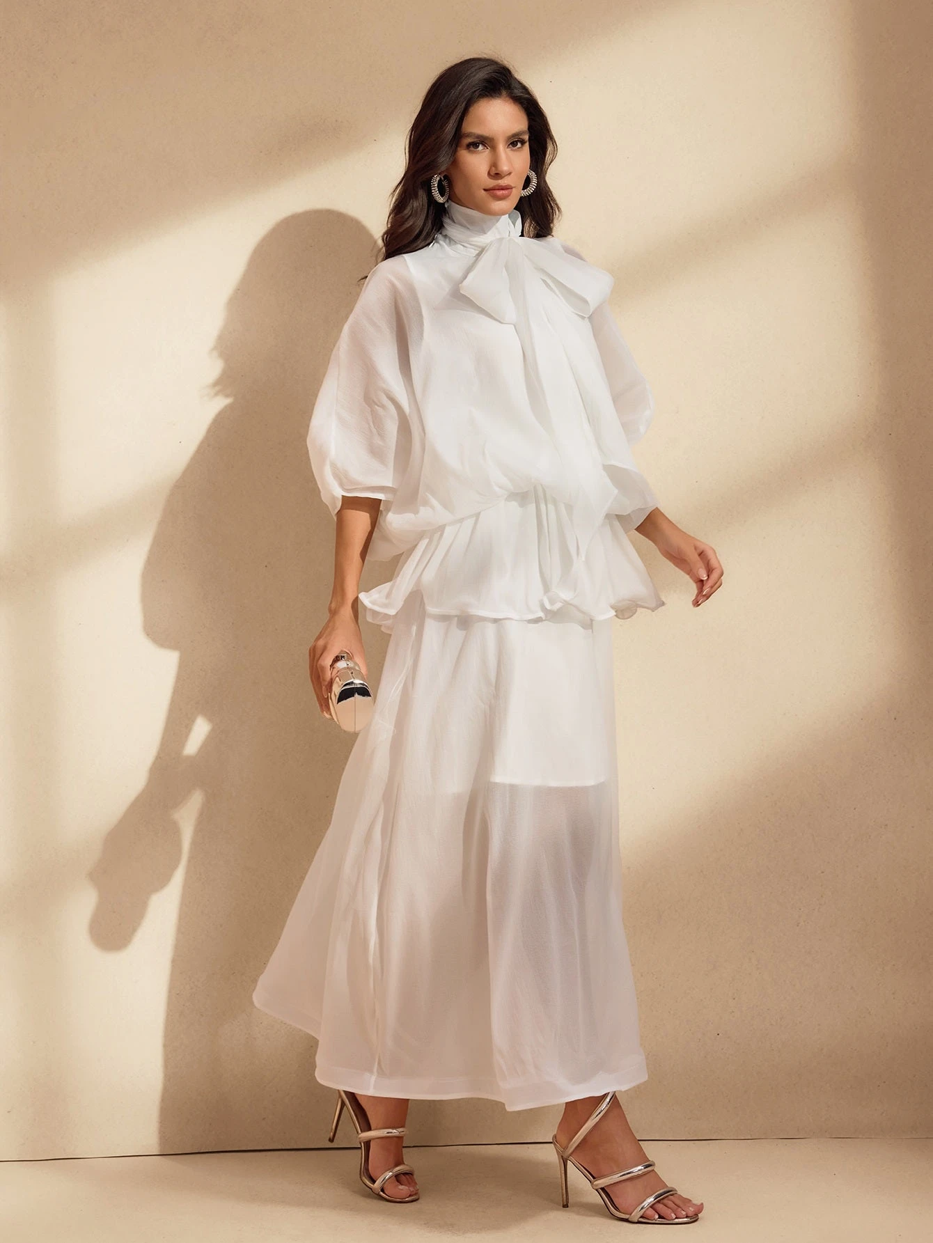 Niesha Ruffle Bow Mesh Maxi Dress - Image 2