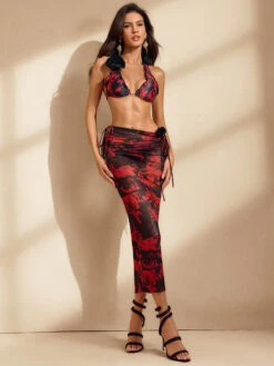 Nieva Floral Printed Bikini Three Piece Set