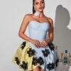 Phylo Strapless Flower Bandage Mini Dress