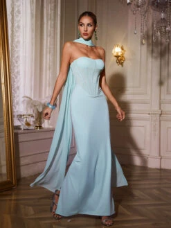 Qrythos Strapless Corset Maxi Dress