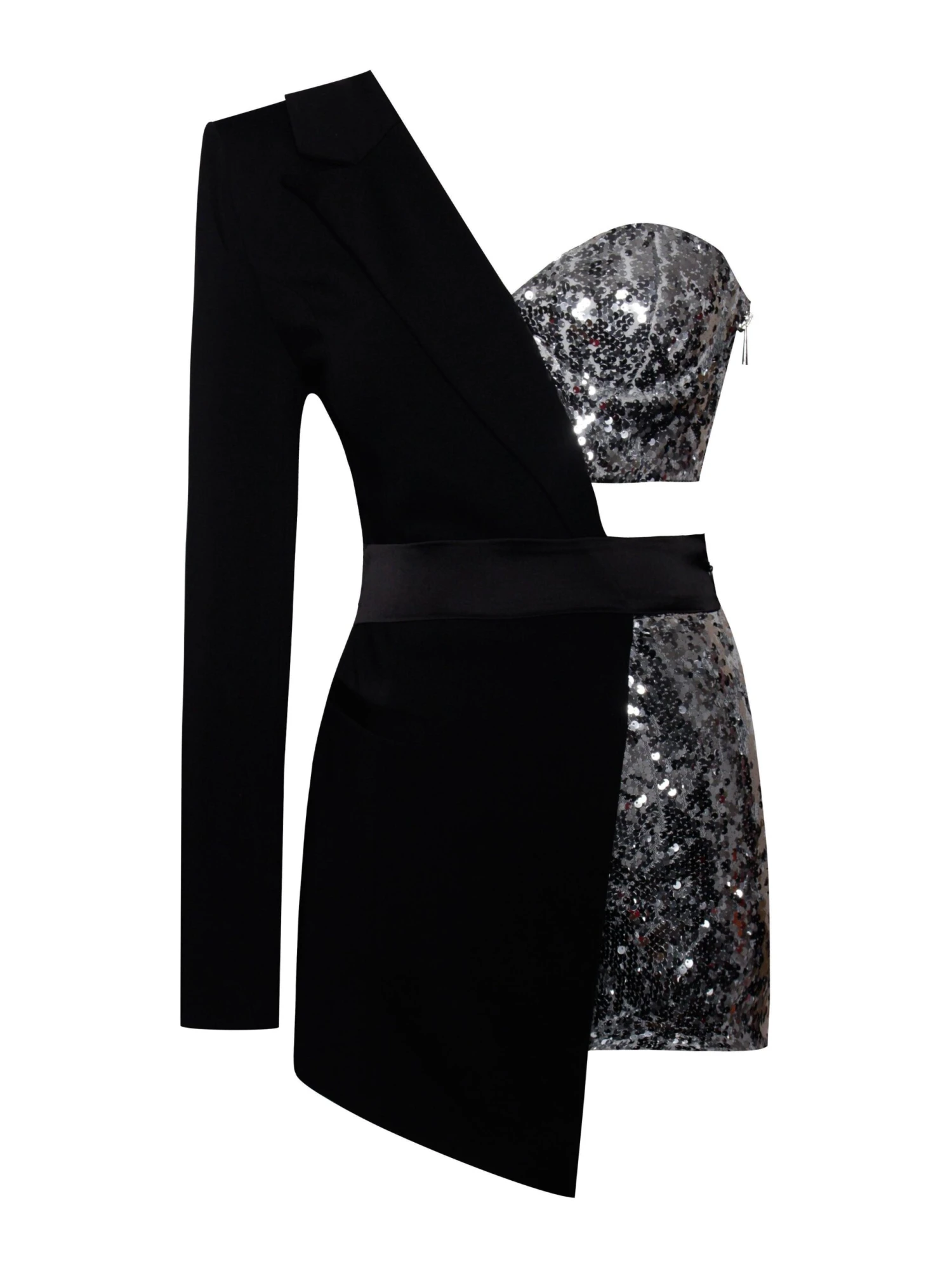 River Sequin One Sleeve Blazer Romper - Image 8