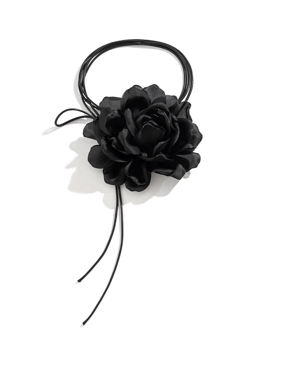 Rosie Black Flower Mesh Choker - Image 3